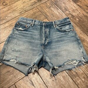 AGOLDE Dee Shorts denim high rise button fly distressed 30